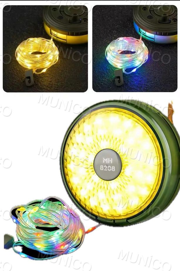 LED Şerit Işık Kamp Feneri Şarj Edilebilir 8 Aydınlatma Mod 2'si 1 Arada Taşınabilir Dış Mekan Işığı - 2