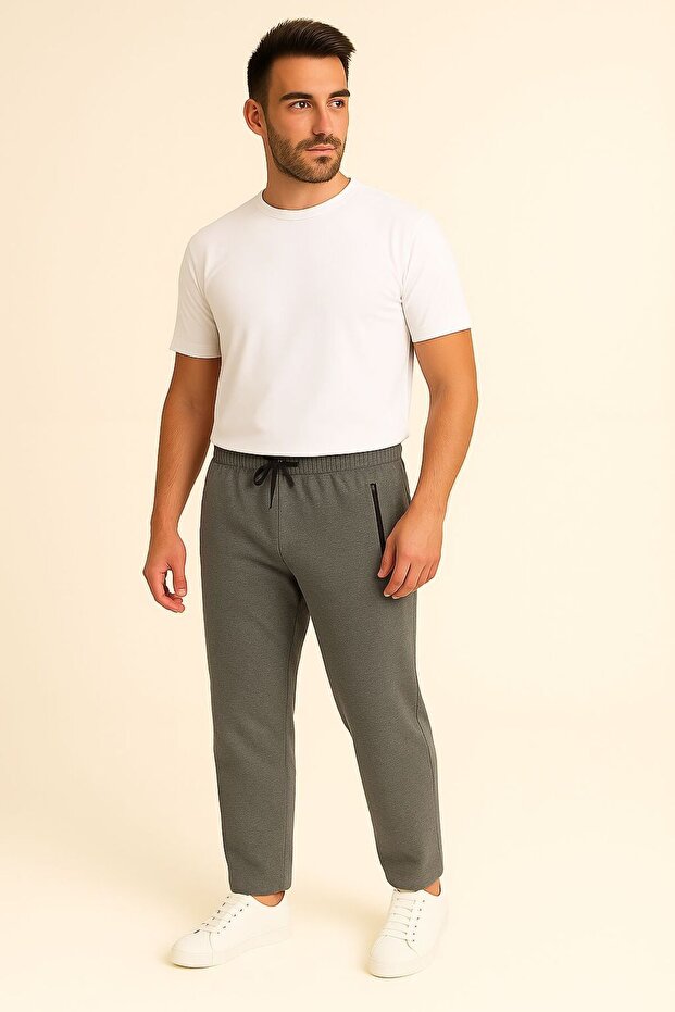 بنطال رياضي ليكرا للرجال مع جيوب بسحاب