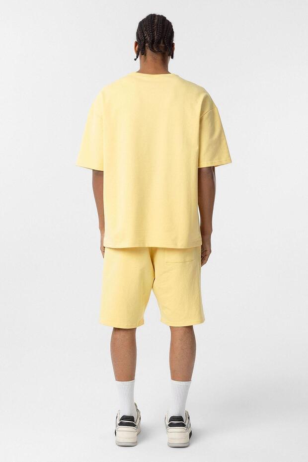 Basic Oversize Şort Takım Sarı - 8