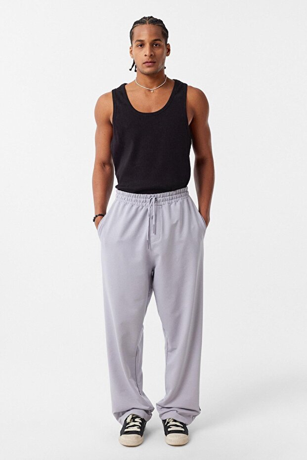 Basic Bel Lastikli Eşofman Alt Gri - 1