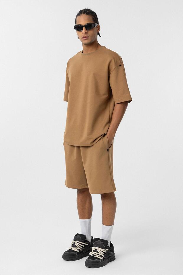 Basic Oversize Şort Takım Taba - 2