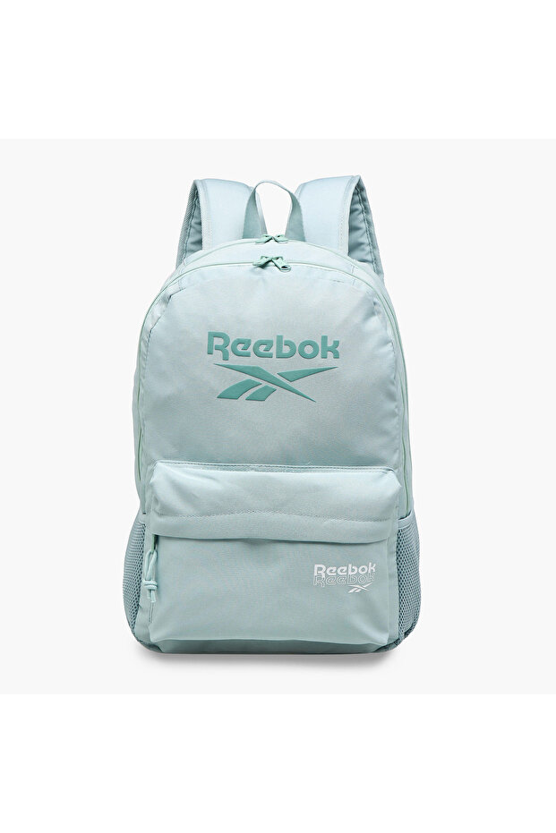 Logo Print Backpack with Adjustable Straps and Zip Closure - 31x45x17.5 cms