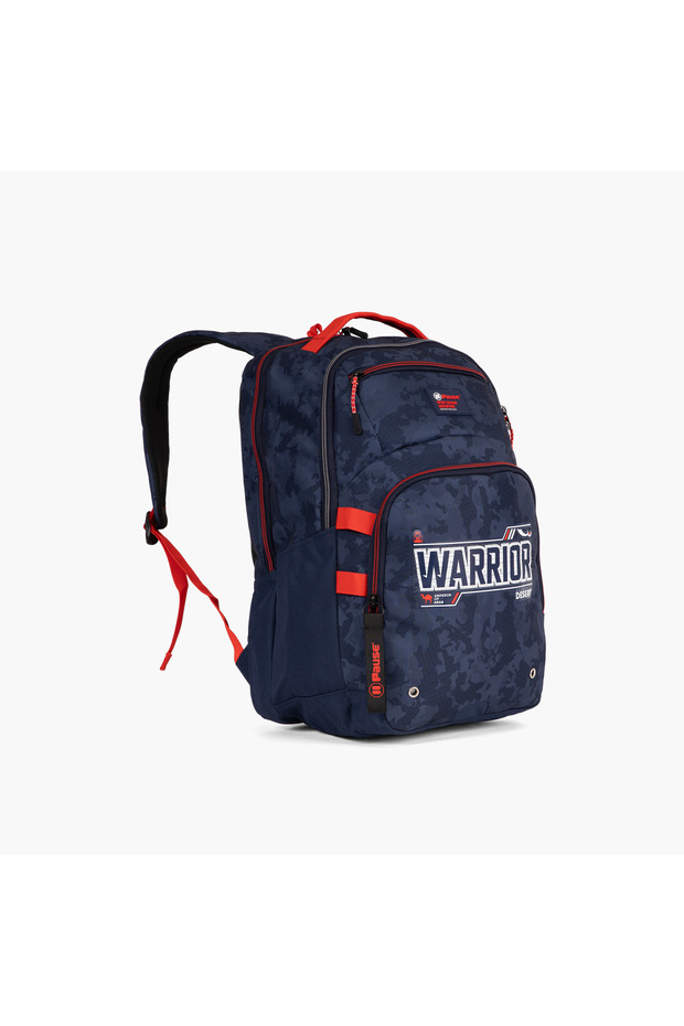 حقيبة ظهر مطبوعة مقاس 19 بوصة مع أحزمة كتف قابلة للتعديل - 28 × 13 × 48 سم - 1