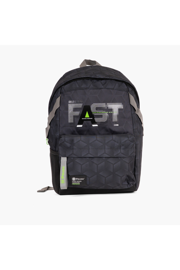 حقيبة ظهر مطبوعة مقاس 18 بوصة مع أحزمة كتف قابلة للتعديل - 27 × 13 × 44 سم - 1