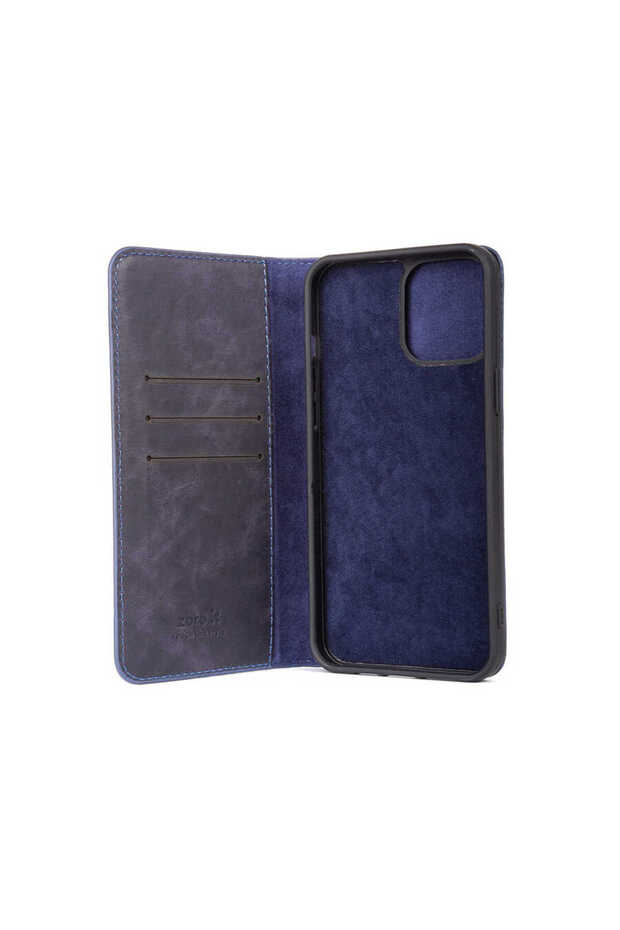 iPhone 13 Pro Max Compatible Mscs Genuine Leather Multi Wallet Case-Red - 3