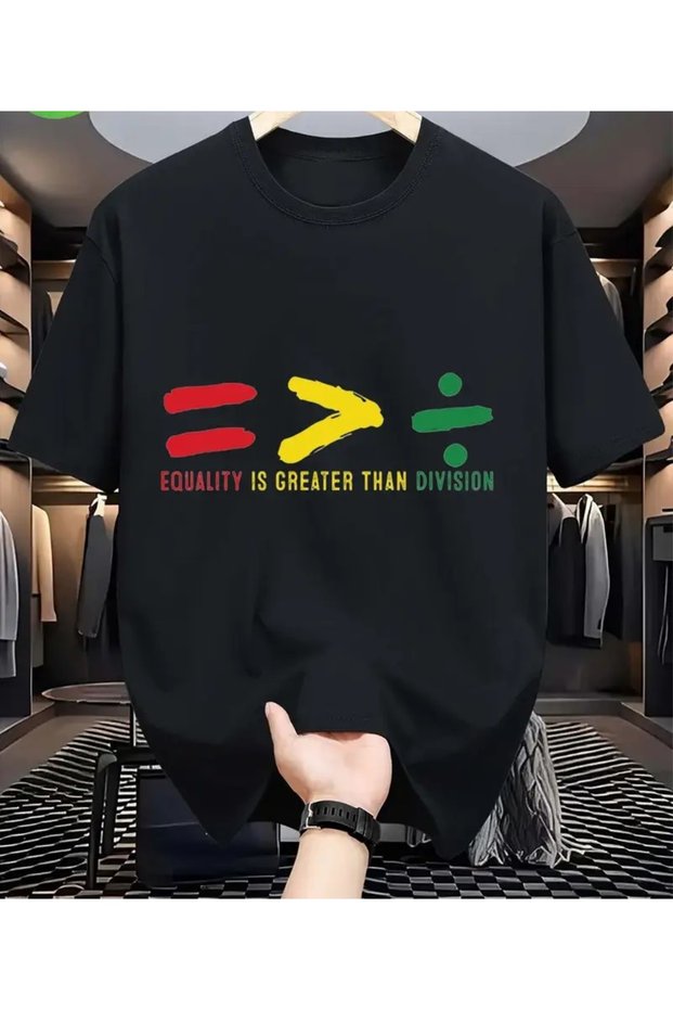 qubo Unisex Oversized Printed Cotton Crew Neck Short Sleeve BLACK T-shirt