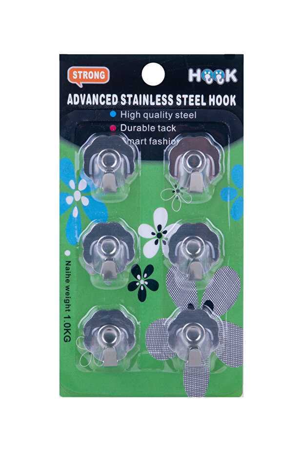 Paslanmaz Çelik Yapışkanlı Askı 6 Adet - 1