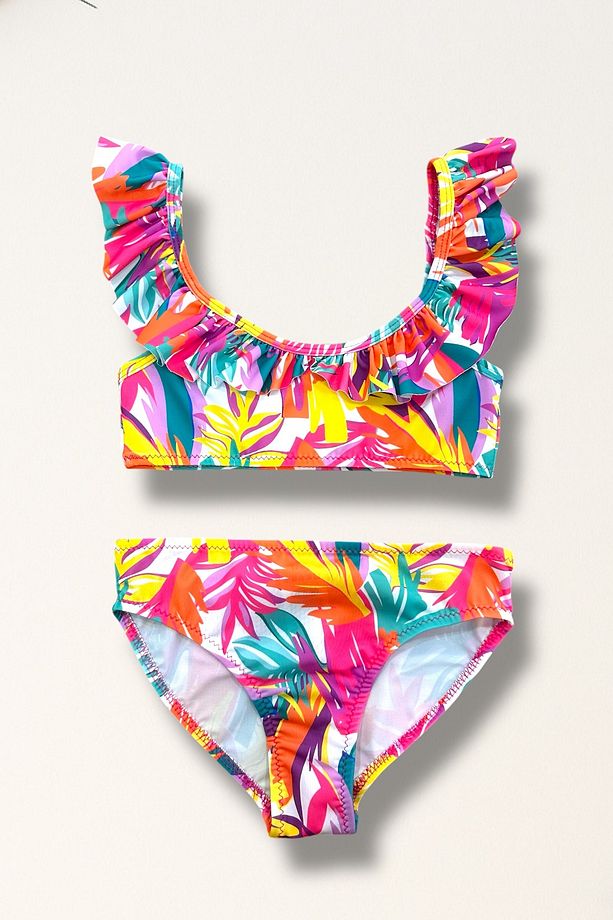 Kız çocuk fırfırlı bikini takımı - 1