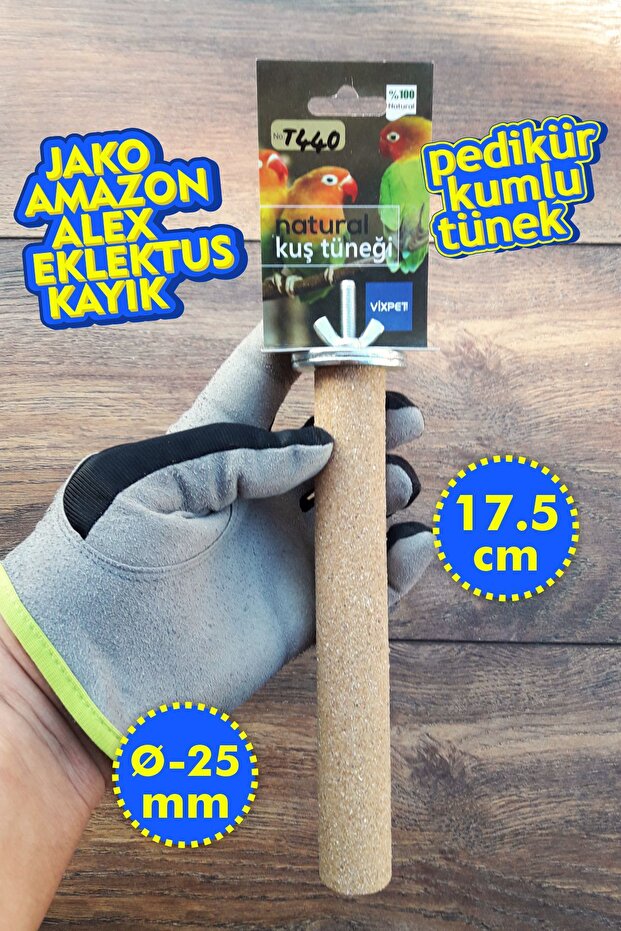 Venty 17.5 cm - Diameter 25 mm Sandy Pedicure Parrot Pedestal - Jako, Amazon, Eblectus, Kayak, Alex, Konur