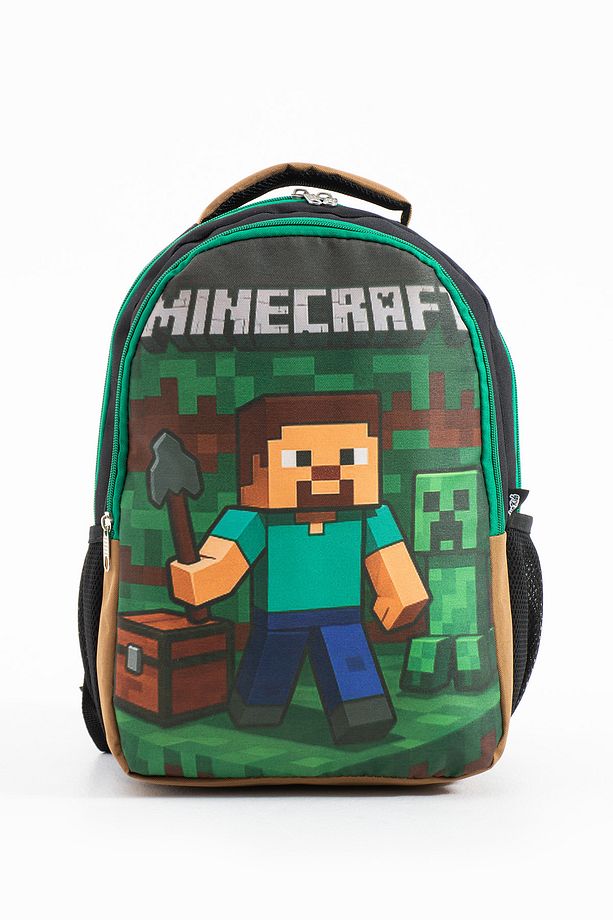Mine Creeper Steve Su Geçirmez Beslenmeli İlkokul Çantası Seti - 2