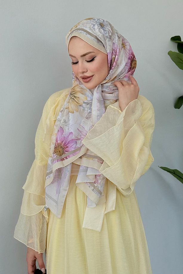 Delux Fırfırlı Pamuk Elbise SARI - 4