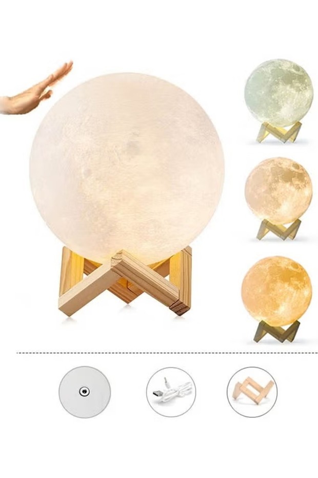 مصباح قمري ثلاثي الأبعاد 400 مل مع موزع رائحة - 2