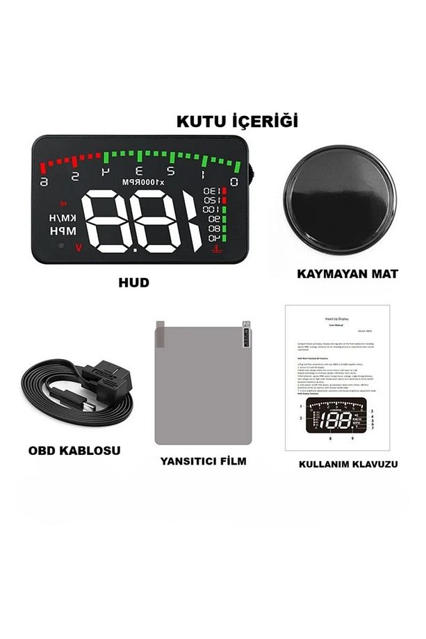 HUD HIZ,SICAKLIK GÖSTERGELİ HEAD UP DİSPLAY OBD 2 GİRİŞİ OLAN TÜM ARAÇLARA UYUMLU - 9