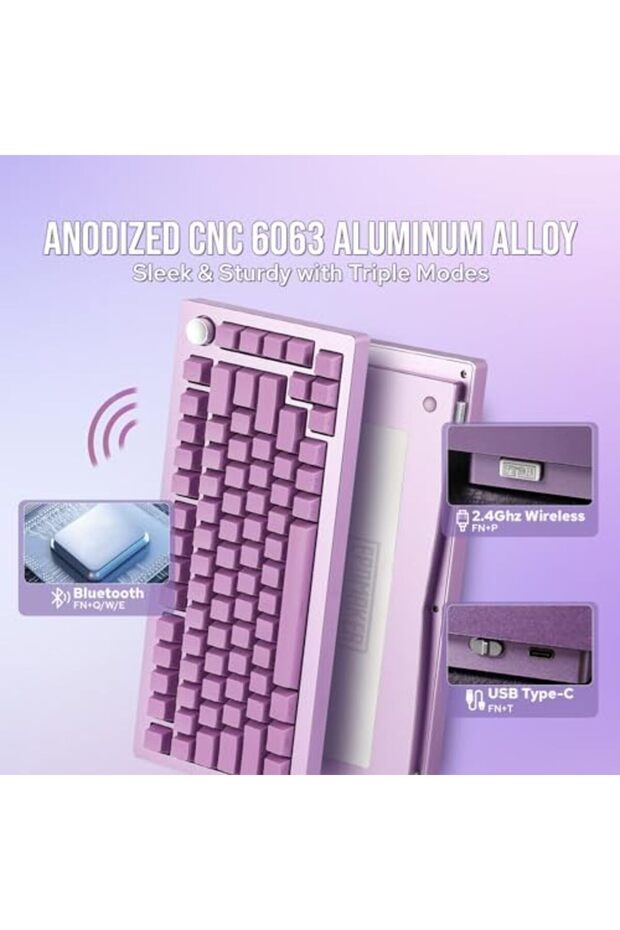 Tide75 QMK/VIA Wireless Gaming Keyboard, 75% Aluminum Mechanical Keyboard, Programmable Cre - 4