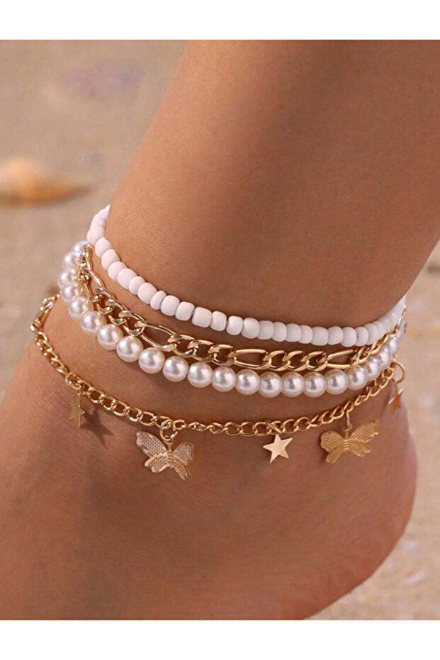 Capri Dreams- Butterfly Pearl Quadruple Luxury Anklet