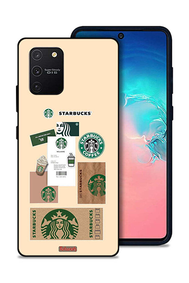 غطاء حماية لهاتف Samsung Galaxy S10 Lite بملصق قهوة