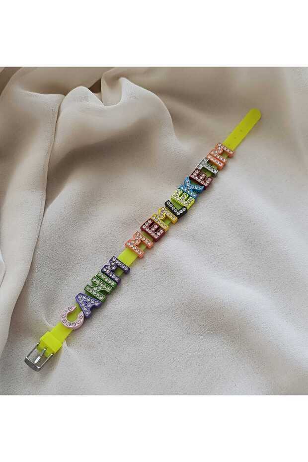 Name Bracelet Charm Bracelet Write It Yourself Silicone Bracelet with Stones