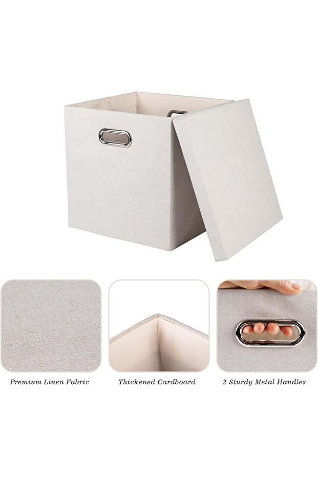 Textile storage box, Turquoise - 4