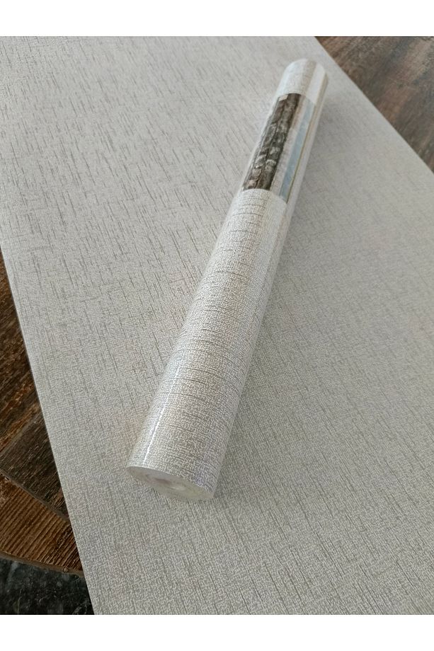 Gri Gümüş Kendinden Desenli Silinebilir Sade Duvar Kağıdı 5,3 M² - 5