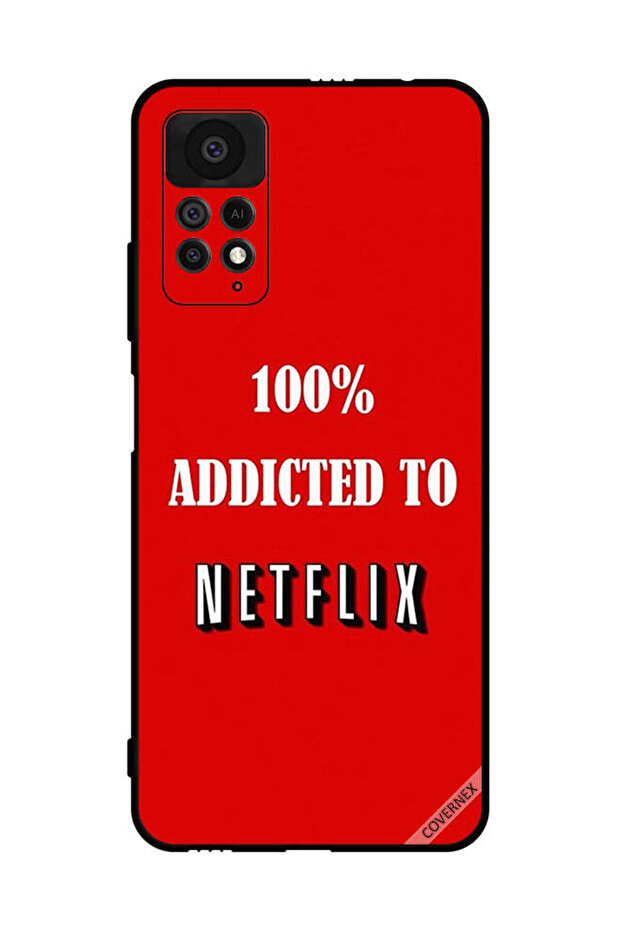 غطاء حماية لهاتف شاومي ريدمي نوت 11 برو 5G مدمن على نتفليكس بنسبة 100%