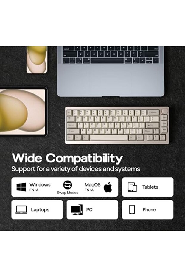 P65 QMK/VIA Wireless Aluminum Gaming Keyboard, Gasket-Mount, Bluetooth/2.4GHz/USB(A to C), - 6