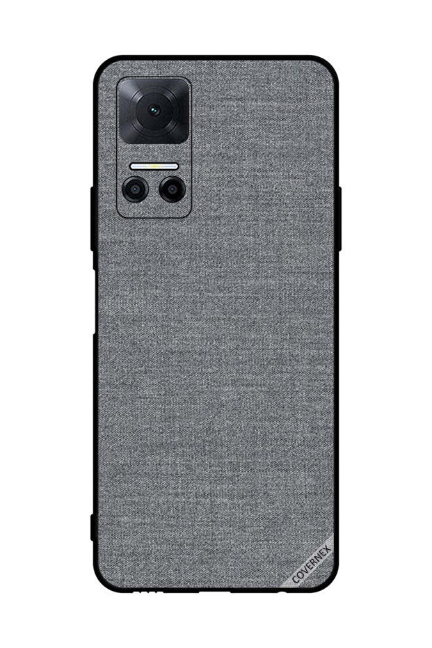 غطاء حماية لهاتف Honor Play6T بنمط قماش رمادي