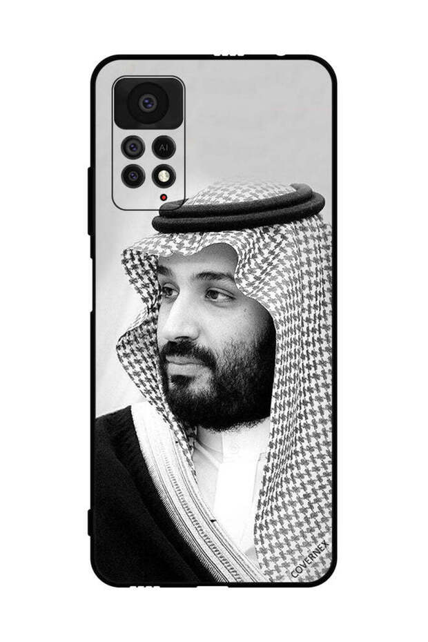 غطاء حماية لهاتف شاومي ريدمي نوت 11 برو 5G صورة محمد بن سلمان بالأبيض والأسود