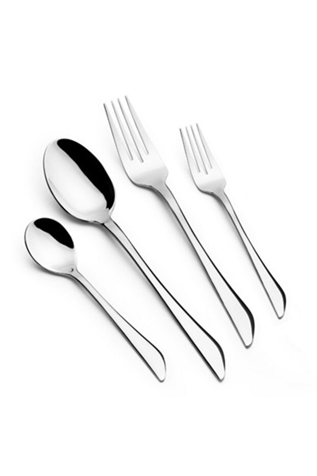 48-piece Shiny Silver Cutlery Set with Stand