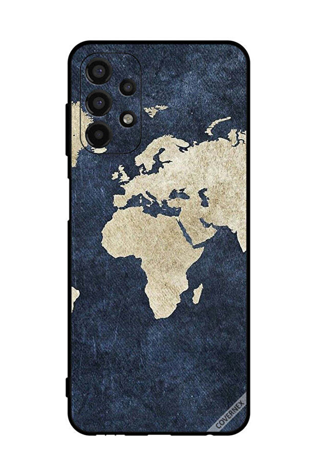 Protective Case Cover For Samsung Galaxy A13 Map On Jeans Pattern