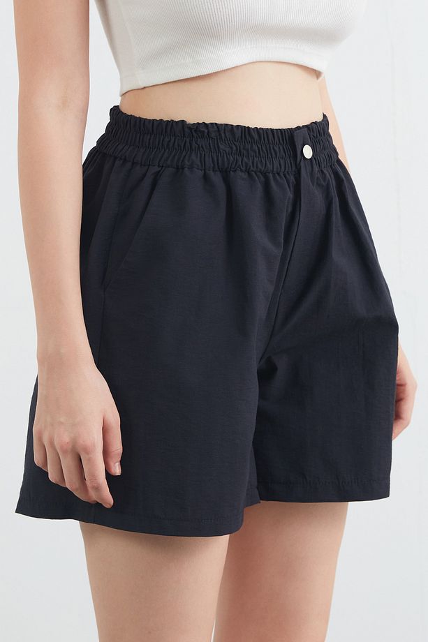 Basic Beli Lastikli Paraşü Kumaş Şort - 5