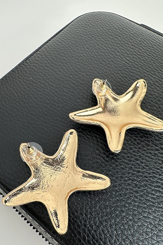 أقراط نجم البحر منقوشة بالزهور (5 سم) - 4