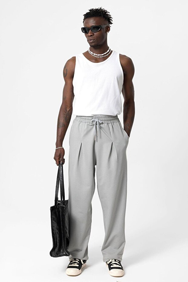 Basic Baggy Eşofman alt Gri - 1