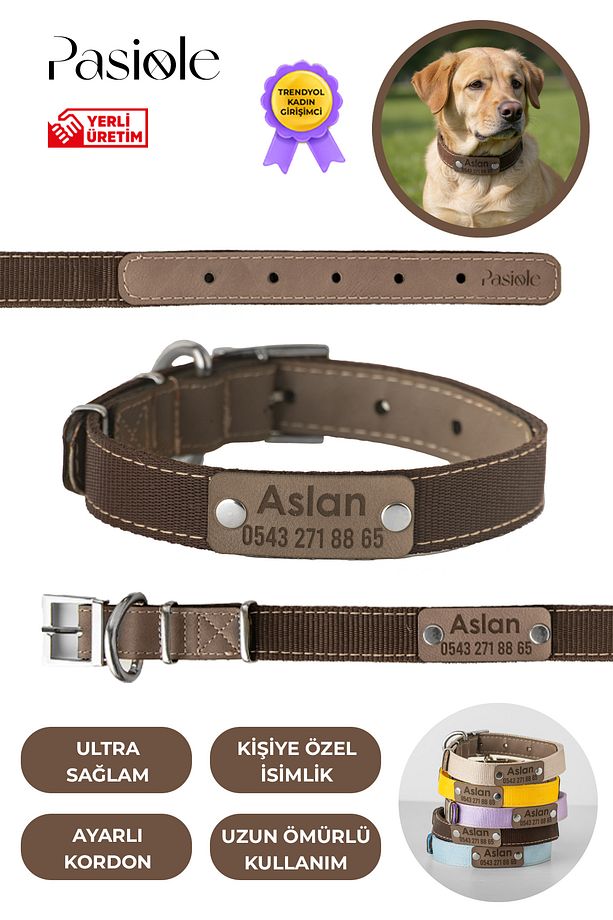 Köpek İsimli Deri Boyun Tasması | Büyük Ve Orta Irk Köpek Boyun Tasması | Kişiselleştirilebilir - 1