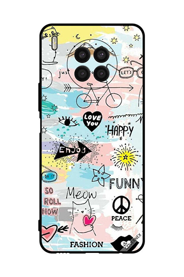 غطاء حماية لهاتف Honor 50 lite بتصميم Doodle Meow Enjoy
