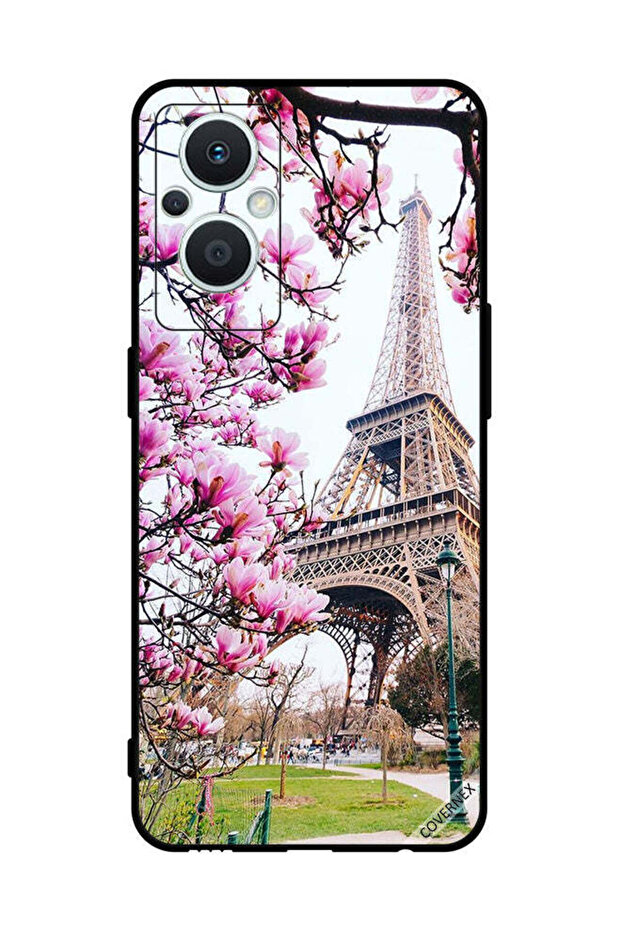 غطاء حماية لهاتف Oppo Reno 7 Lite زهور وبرج إيفل