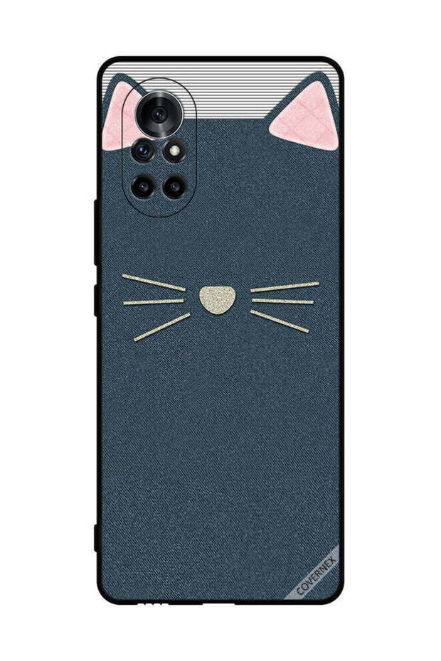 غطاء حماية لهاتف هواوي نوفا 8 بنمط قطة فنية من الجلد