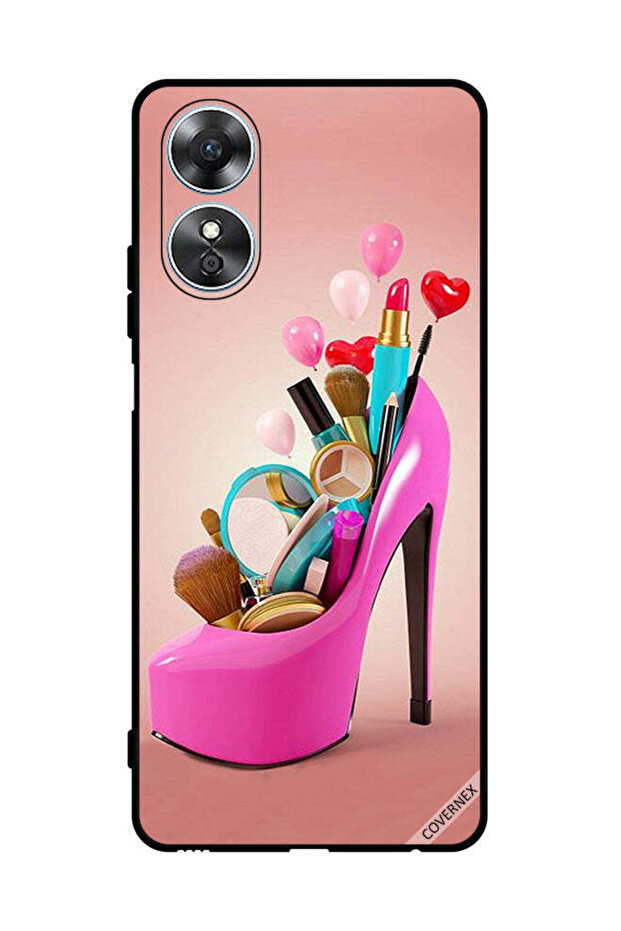 غطاء حماية لهاتف Oppo A17 مع أدوات مكياج