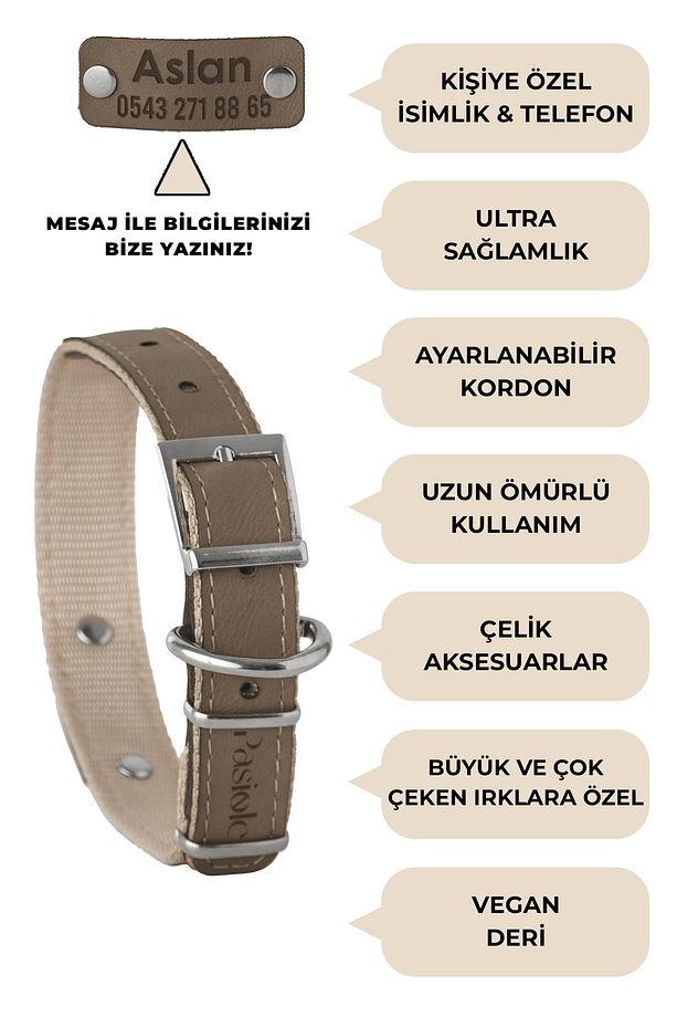 Köpek İsimli Deri Boyun Tasması | Büyük Ve Orta Irk Köpek Boyun Tasması | Kişiselleştirilebilir - 3