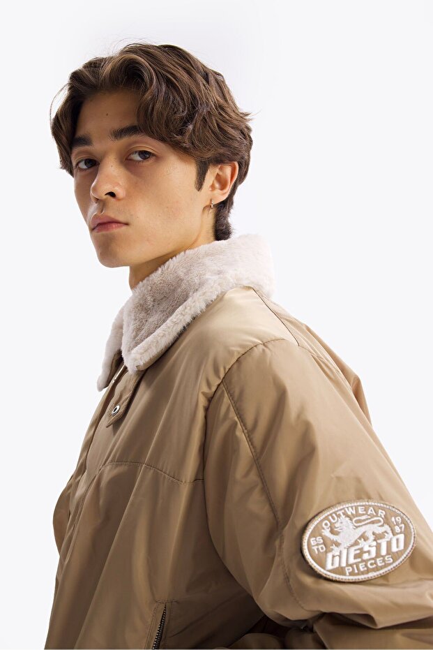 Yaka Kürk Detay Erkek Pilot Mont - 5