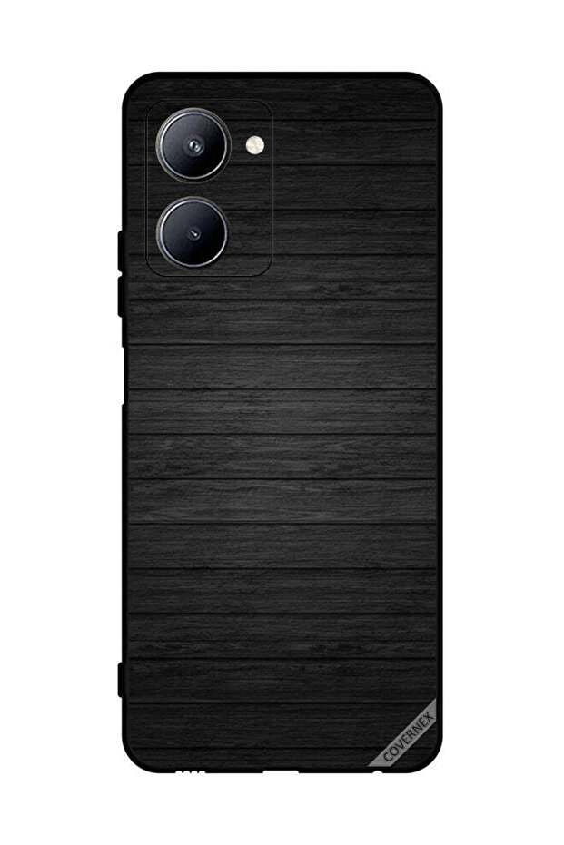 غطاء حماية لهاتف Realme C33 بنمط خشبي داكن