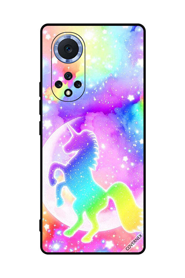 غطاء حماية لهاتف Honor 50 Pro بتصميم وحيد القرن بألوان قوس قزح