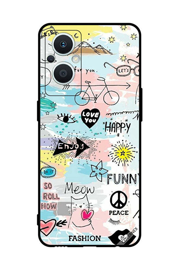 غطاء حماية لهاتف Oppo Reno 7 Lite Doodle Meow Enjoy