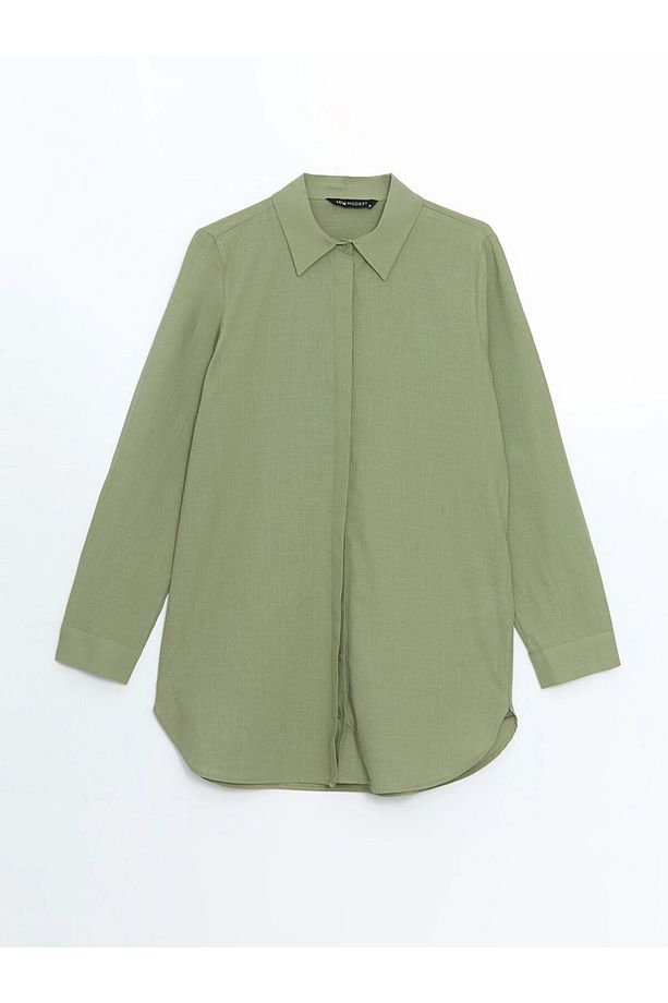 LCW Modest Yeşil Regular Fit Kadın Gömlek Tunik - 5