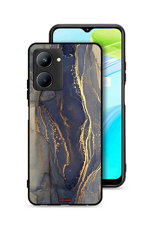 غطاء حماية لهاتف Realme C33 بنمط رخامي لامع