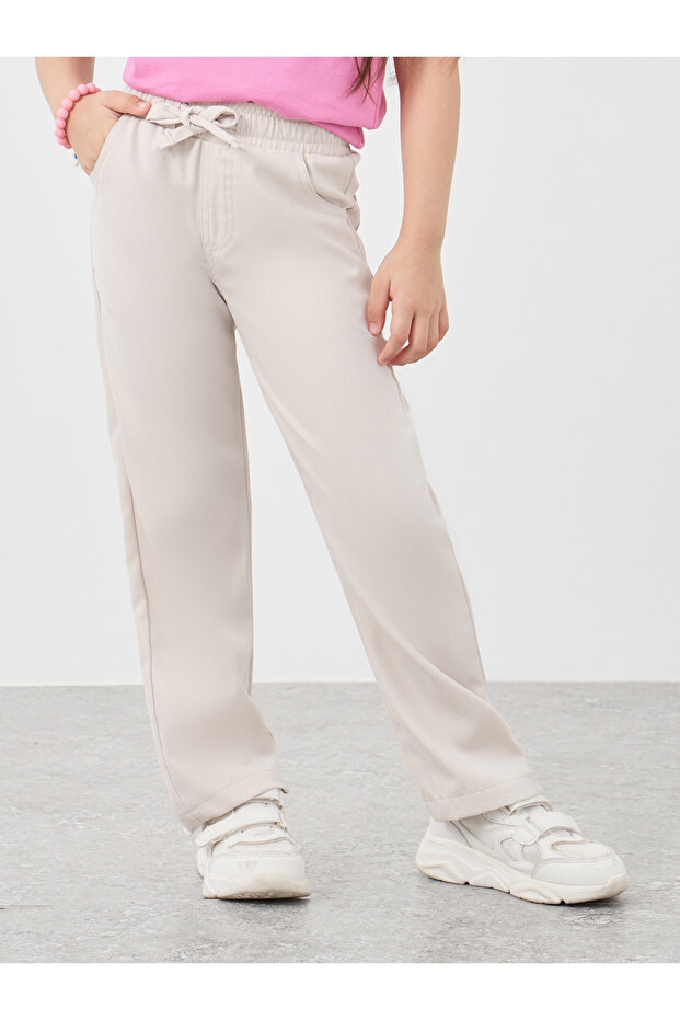 بنطلون تويل سادة مع رباط - 1