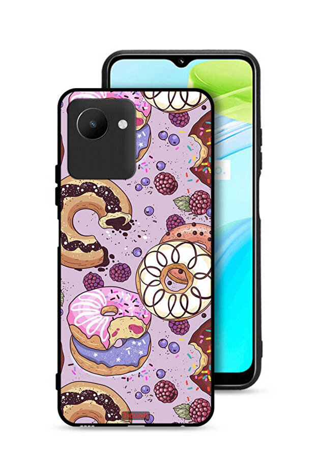 غطاء حماية لهاتف Realme C30s برسومات دونات فنية