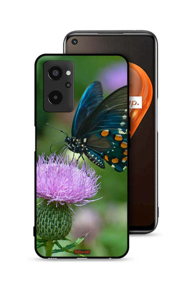 غطاء حماية لهاتف Realme 9i 4G بتصميم فراشة على زهرة