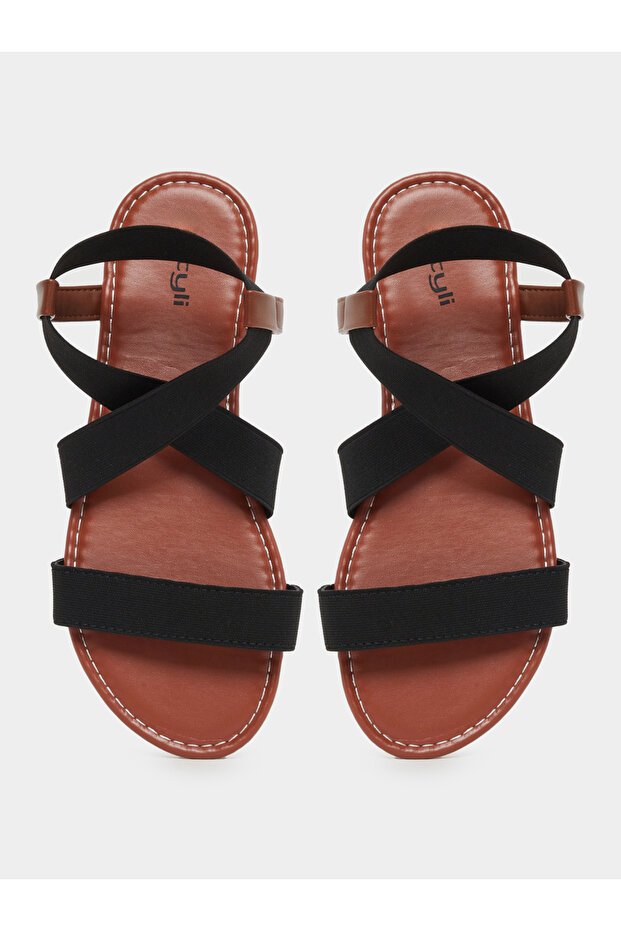 Elasticated Ankle Strap Flat Sandals - 5
