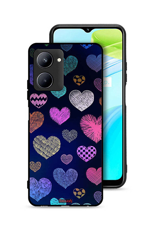غطاء حماية لهاتف Realme C33 بنقشة قلوب داجا