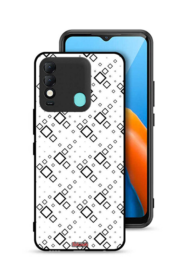 غطاء حماية لهاتف Tecno Spark 8 بتصميم مربع تجريدي رقمي